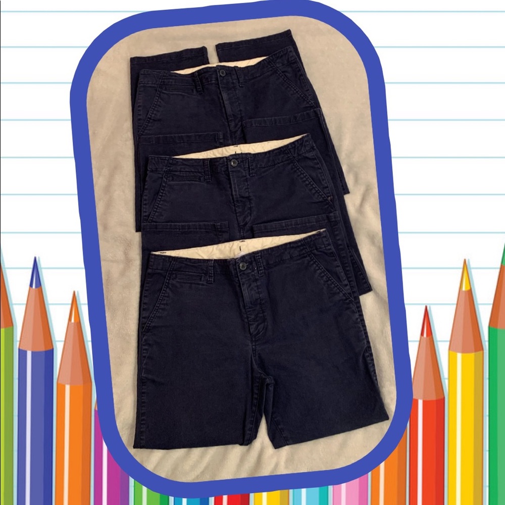 GAP Boys Navy Blue Casual pants uniform school  18H - 3 Pack